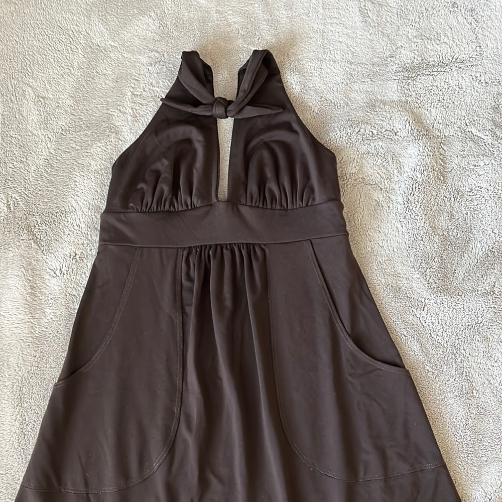 Susana Monaco Halter Top Dress Chocolate Brown- Size S